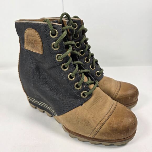 Sorel Boots Womens Size 8 PDX Wedge Ankle Bootie Hidden Heel Gray Brown NL2174 - Picture 1 of 9